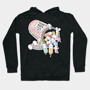 chill pills cute pills cartoon Hoodie